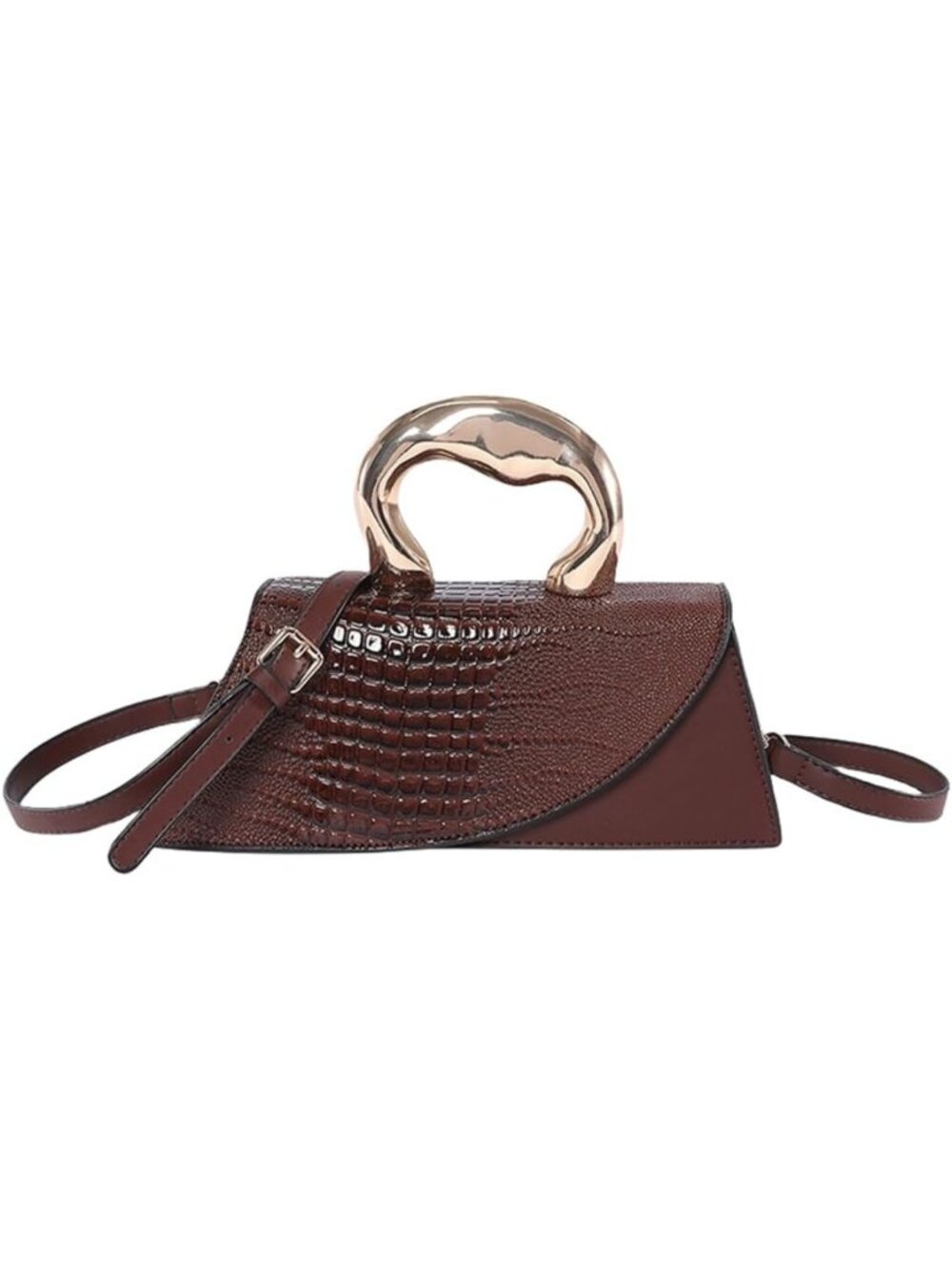 Chic Vegan Leather Evening Handbag - Crocodile Pattern Clutch & Crossbody Purse